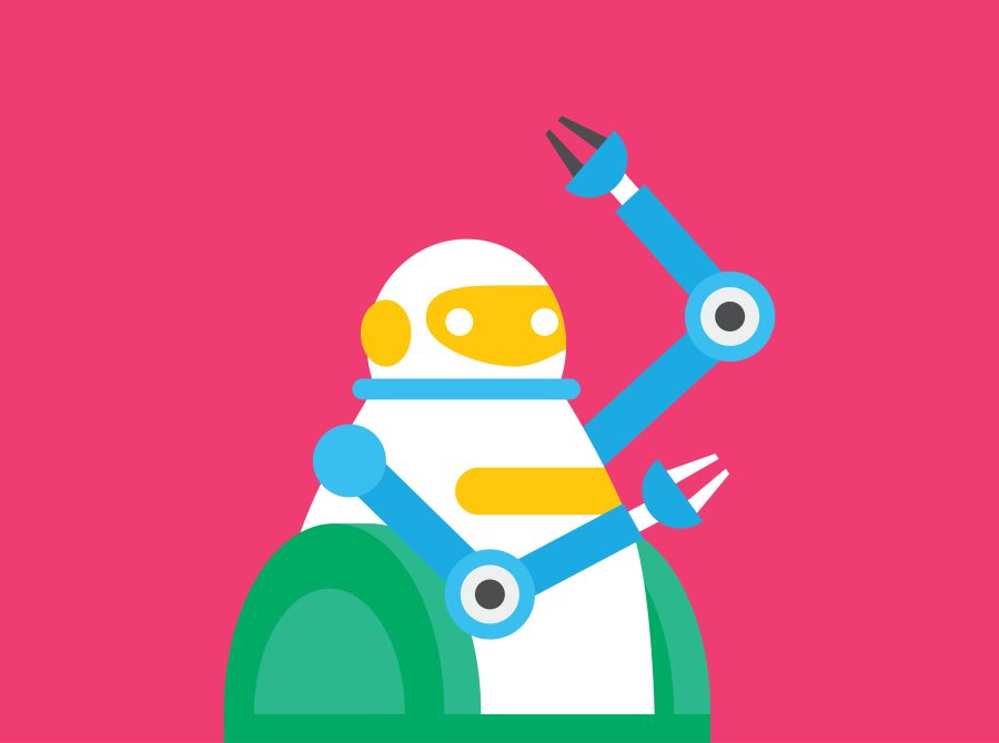 IDEA Academy marketing image of a cartoon robot