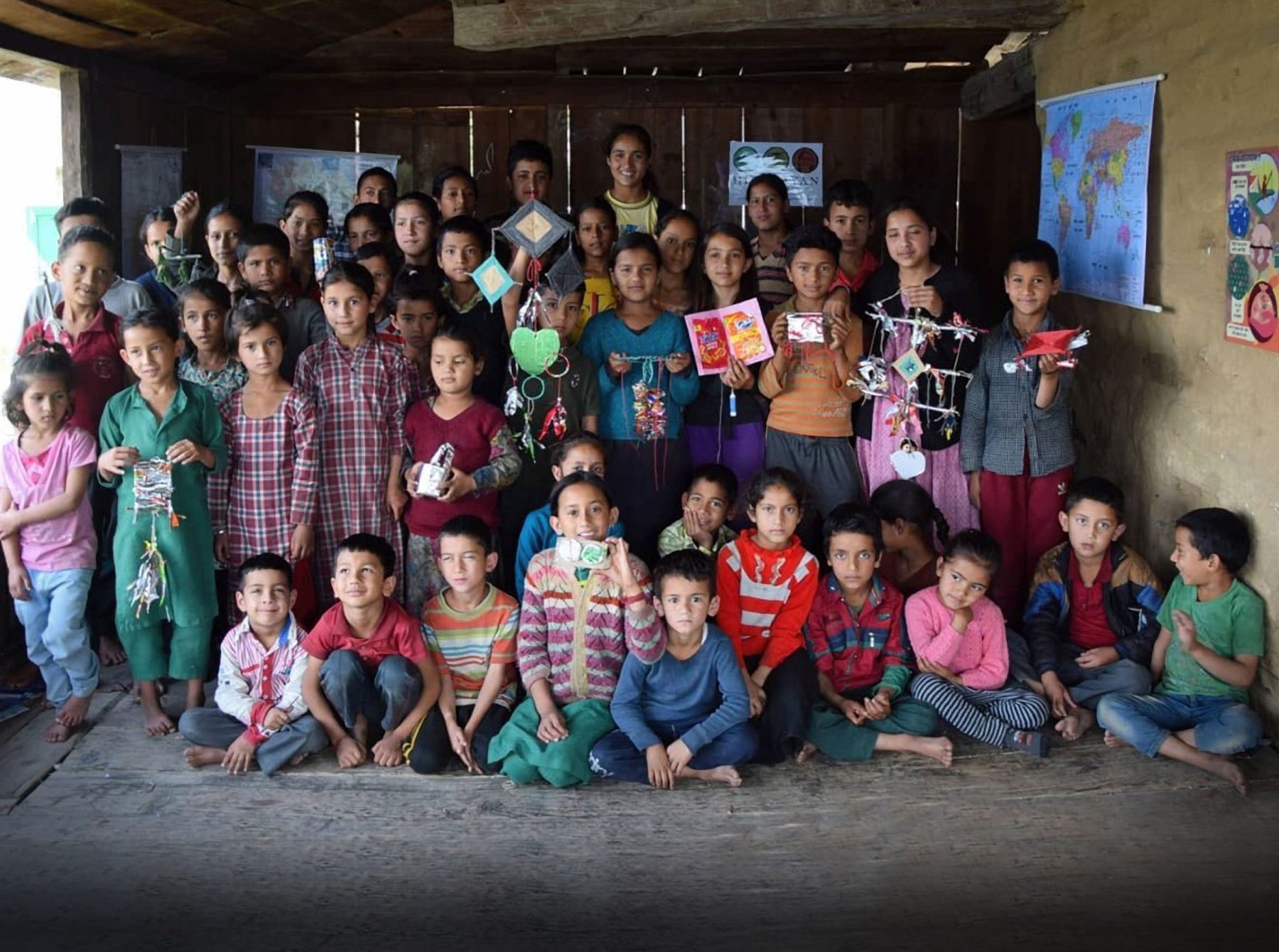 Group photo of Nepalese children at a school